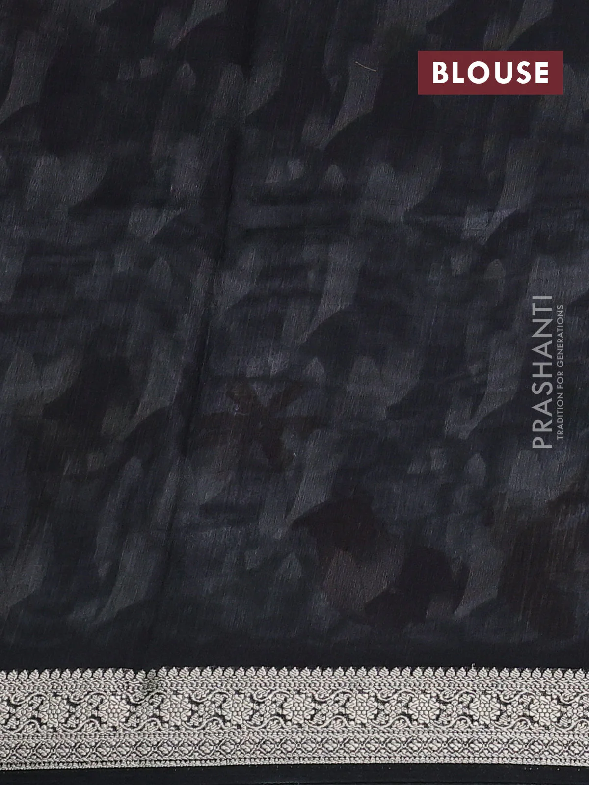 Tussar georgette silk saree black and grey with allover digital prints and zari woven border - Image 3