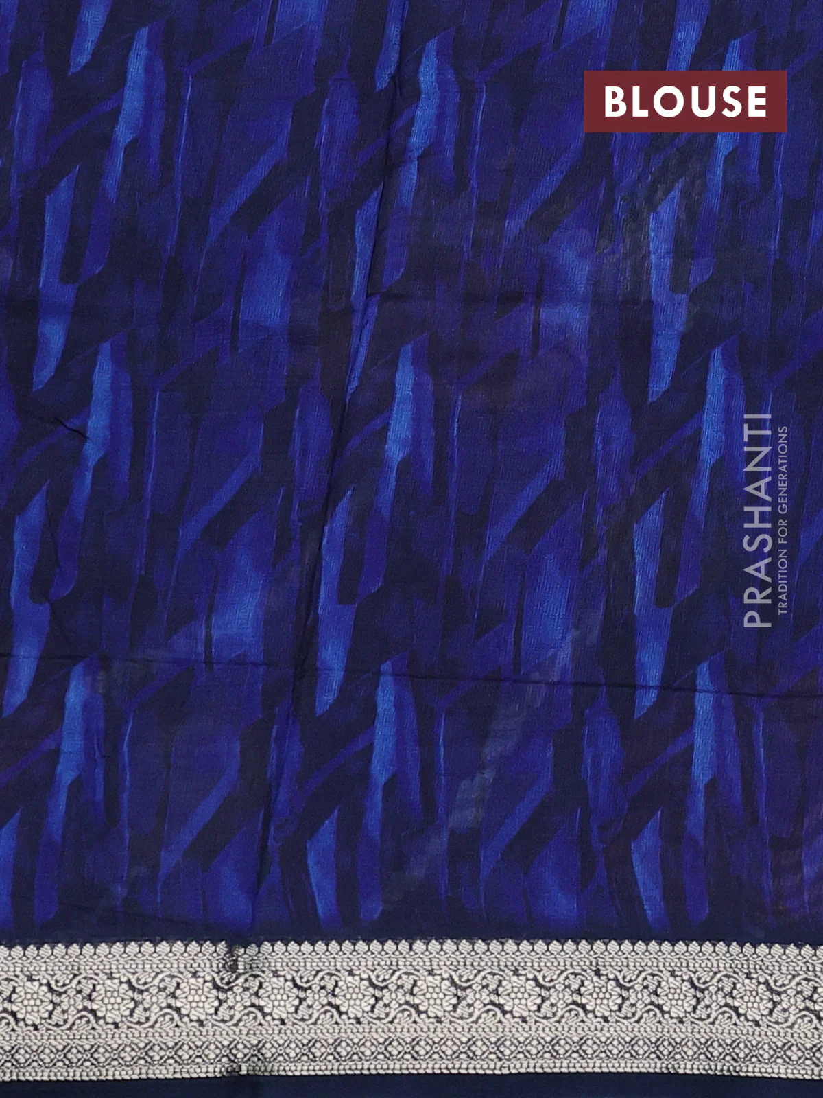 Tussar georgette silk saree blue with allover digital prints and zari woven border - Image 3