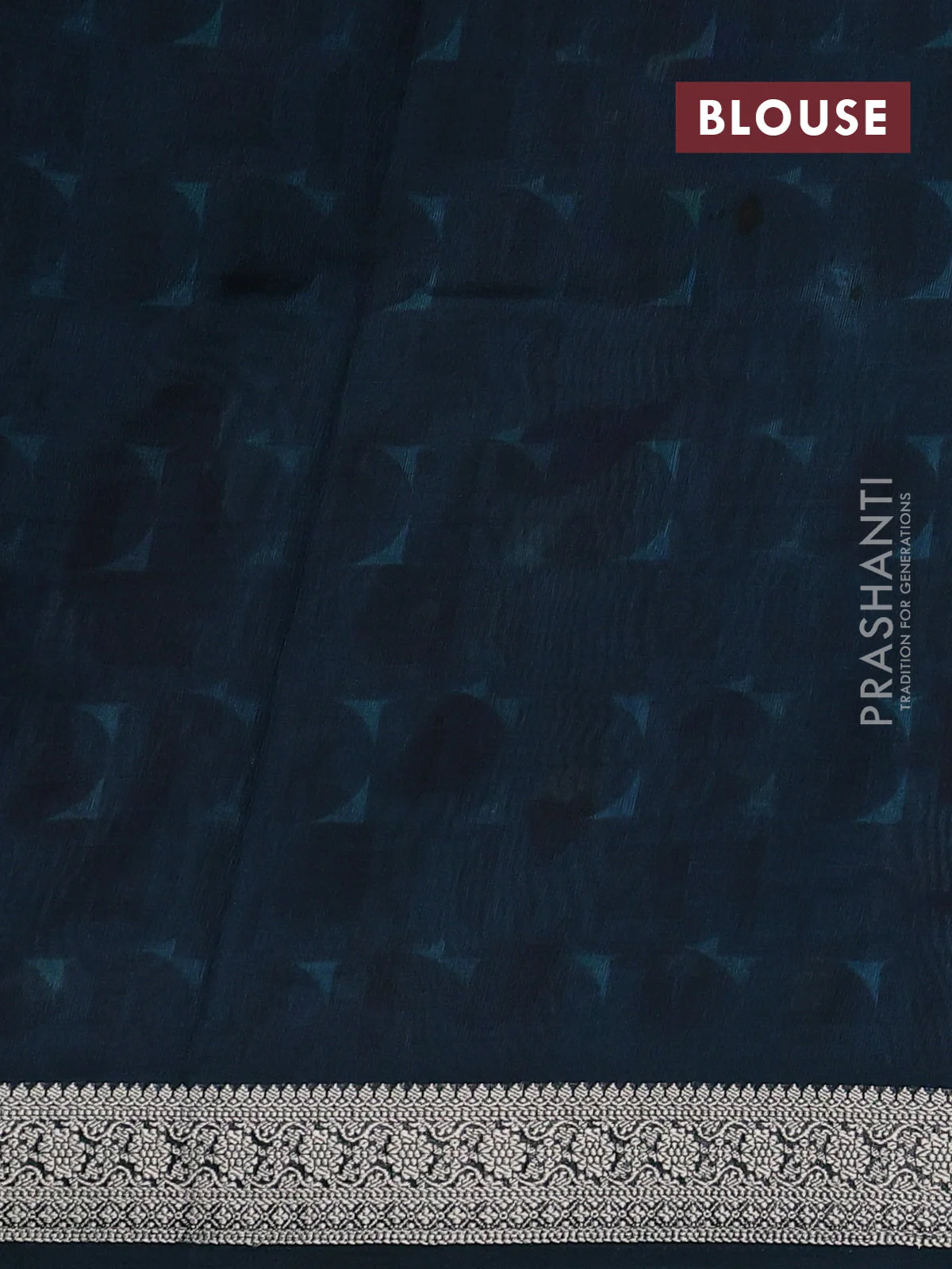Tussar georgette silk saree peacock blue and pastel blue with allover digital prints and zari woven border - Image 3