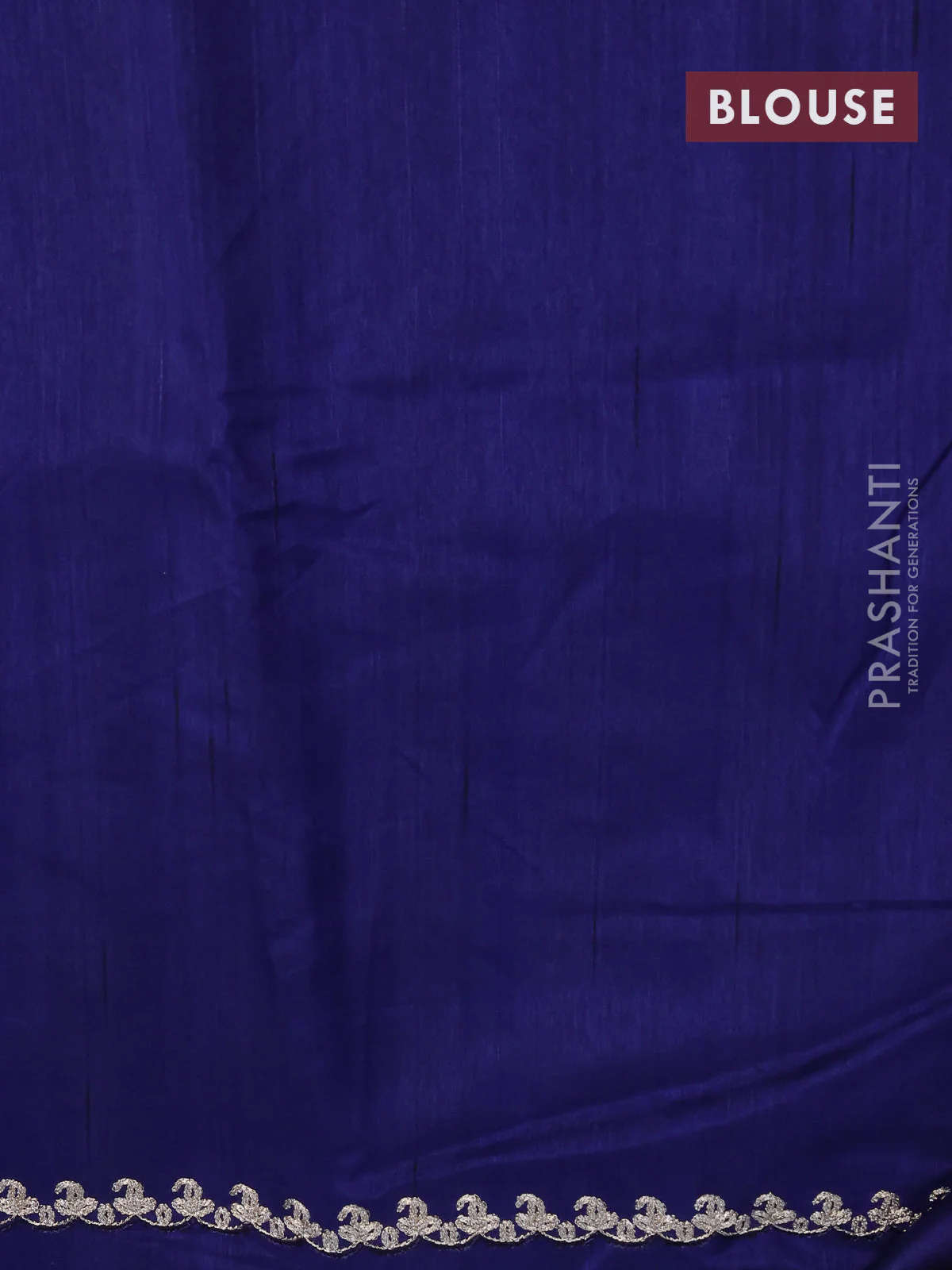 Tussar silk saree blue with plain body and peacock deisgn embroidery work pallu - Image 4