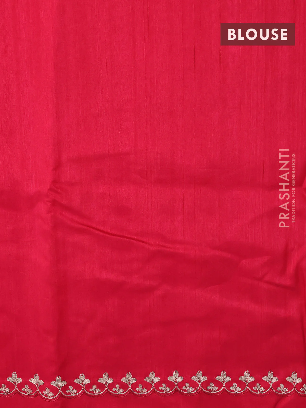 Tussar silk saree pink with plain body and floral deisgn embroidery work pallu - Image 4