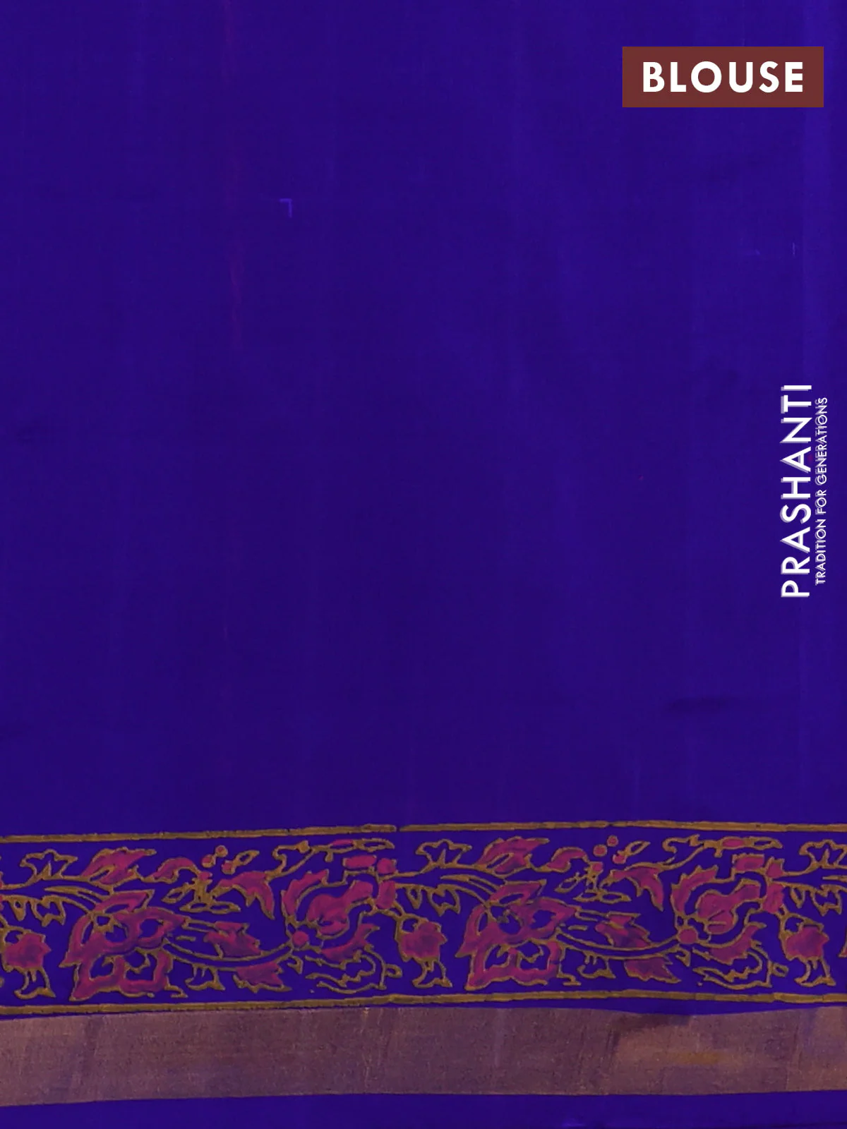 Uppada block printed silk saree pink and blue with allover butta prints and zari woven border - Image 3