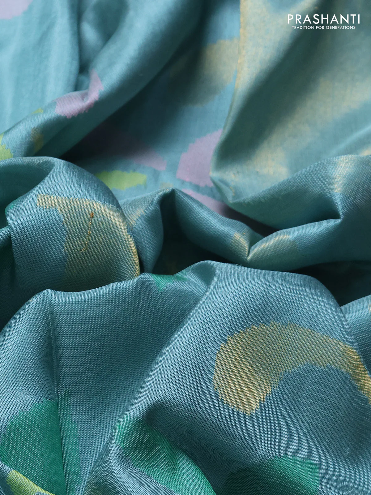 Uppada jamdhani silk saree pastel blue shade with allover floral jamdhani weaves and zari woven border - Image 3