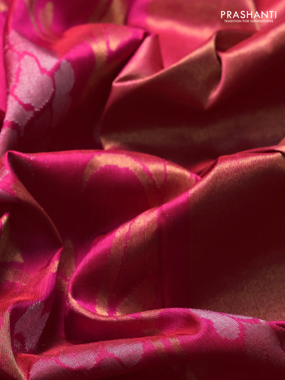 Uppada jamdhani silk saree pink with allover floral jamdhani weaves and zari woven border - Image 3