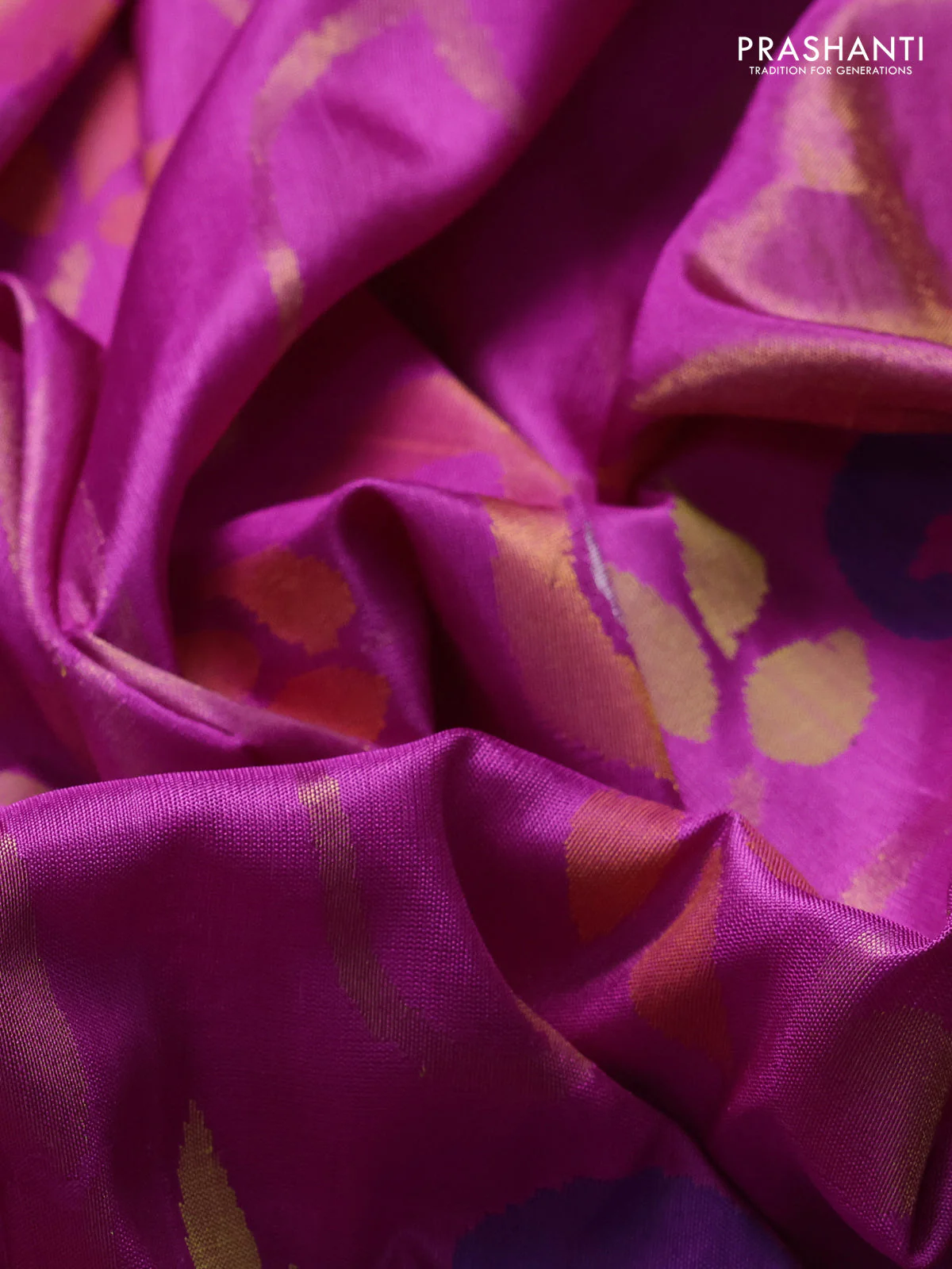 Uppada jamdhani silk saree purple with allover jamdhani weaves and zari woven border - Image 3