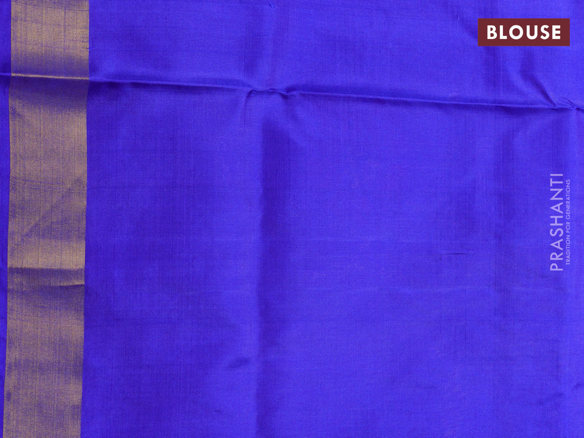 Uppada jamdhani silk saree royal blue with allover floral jamdhani weaves and zari woven border - Image 4