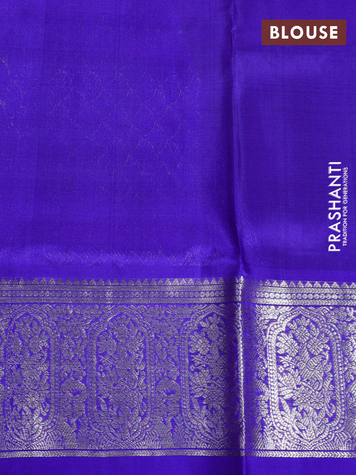 Venkatagiri silk saree black and blue with silver zari woven buttas and silver zari woven border - Image 4