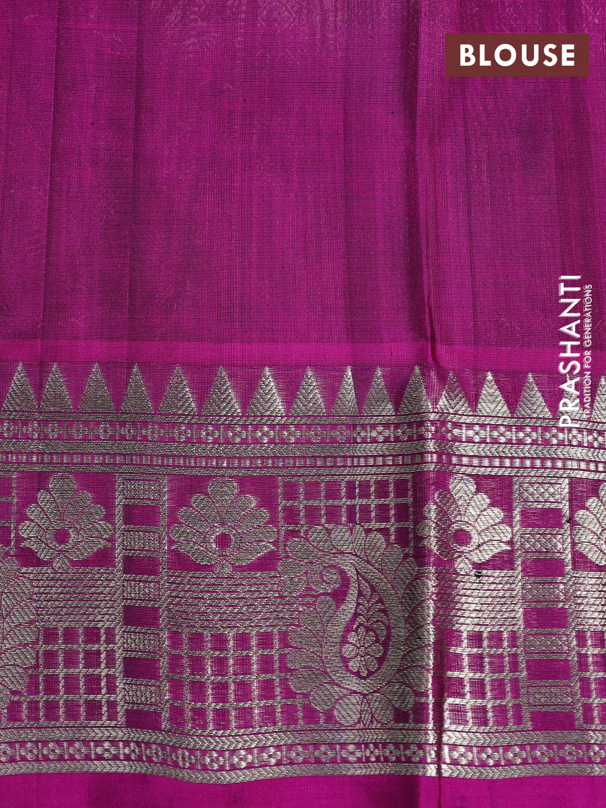 Venkatagiri silk saree black and purple with silver zari woven buttas and silver zari woven border - Image 4