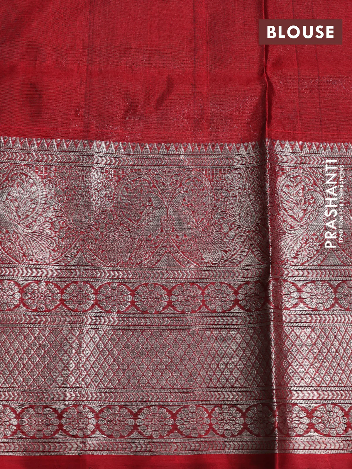 Venkatagiri silk saree blue and maroon with allover silver zari weaves and long silver zari woven border - Image 4