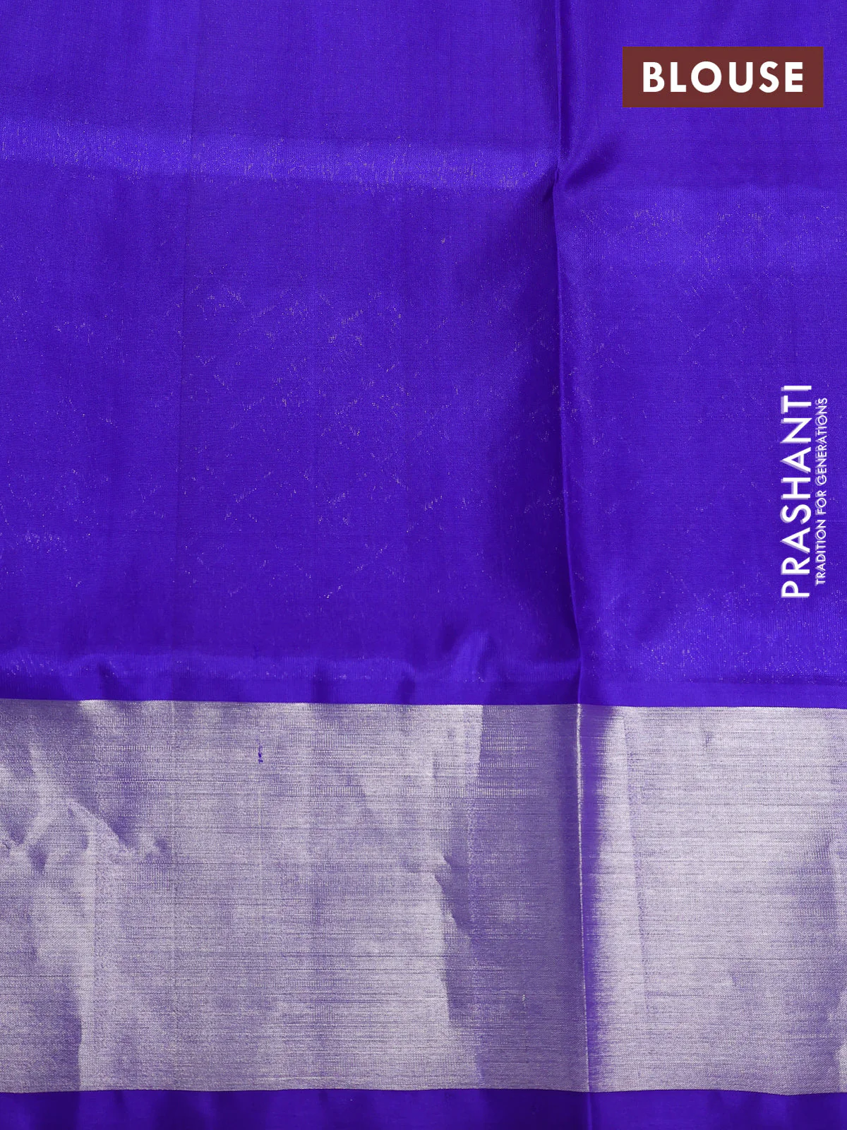 Venkatagiri silk saree dual shade of pinkish orange and blue with allover silver zari weaves and silver zari woven border - Image 4
