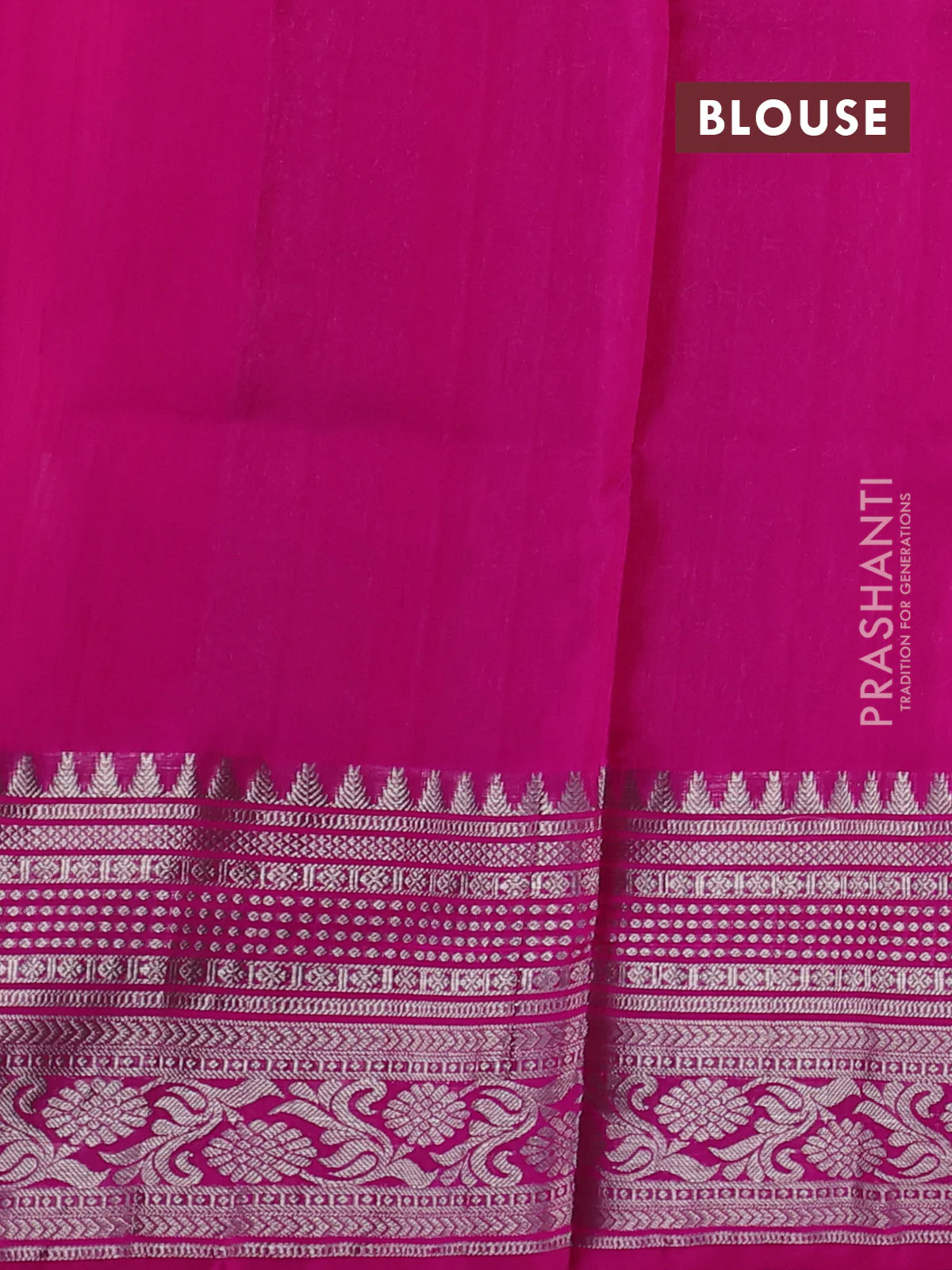 Venkatagiri silk saree dual shade of pinkish orange and pink with allover silver zari woven buttas and long silver zari woven border - Image 4