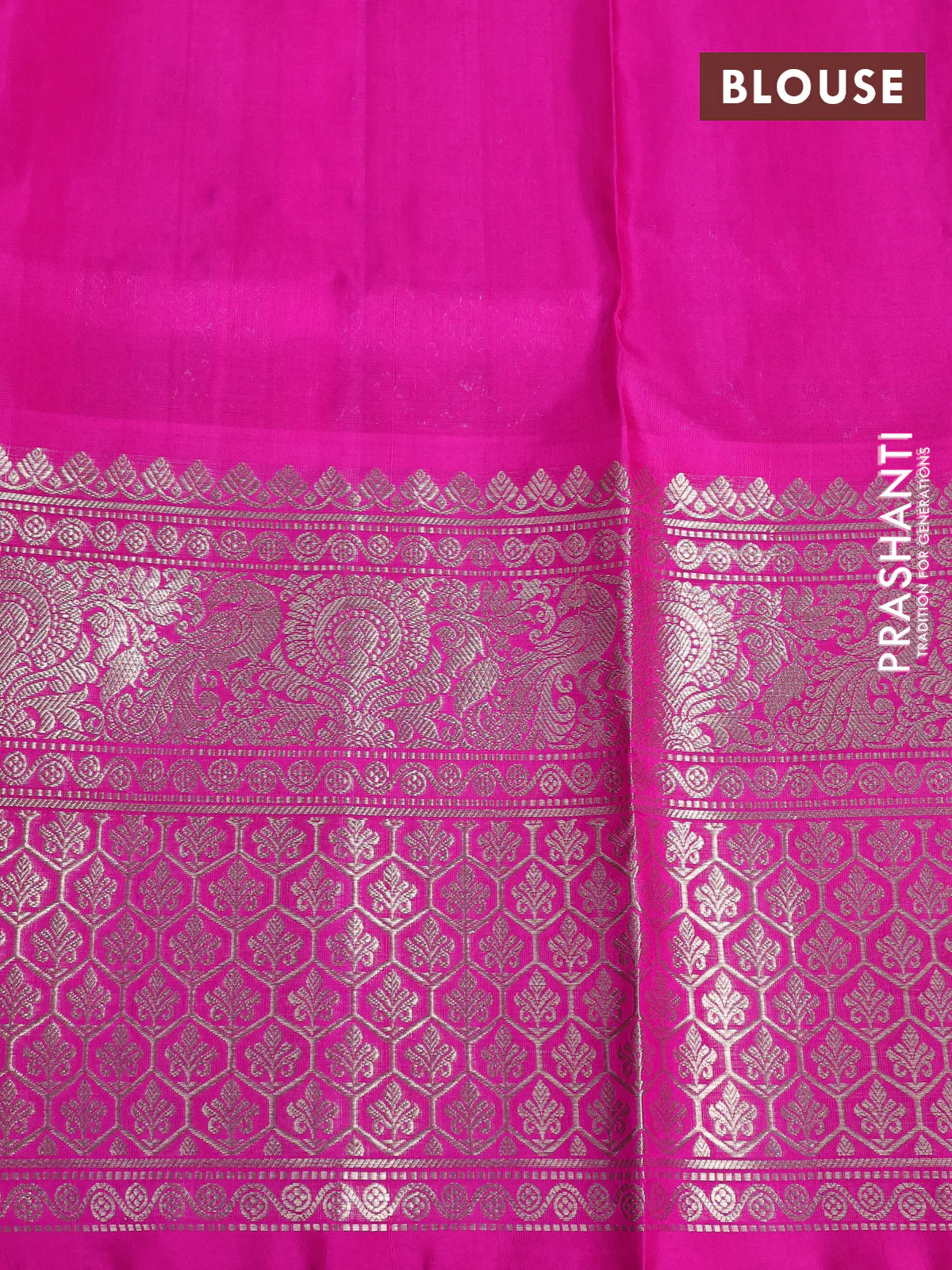 Venkatagiri silk saree dual shade of pinkish orange and pink with silver zari woven buttas and long silver zari woven border - Image 4