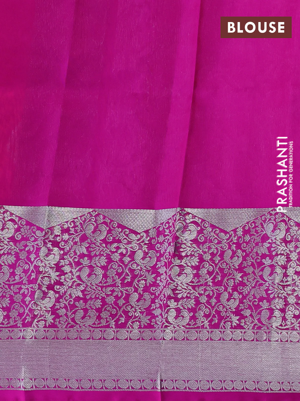 Venkatagiri silk saree dual shade of pinkish orange and pink with silver zari woven buttas and long zari woven border - Image 4