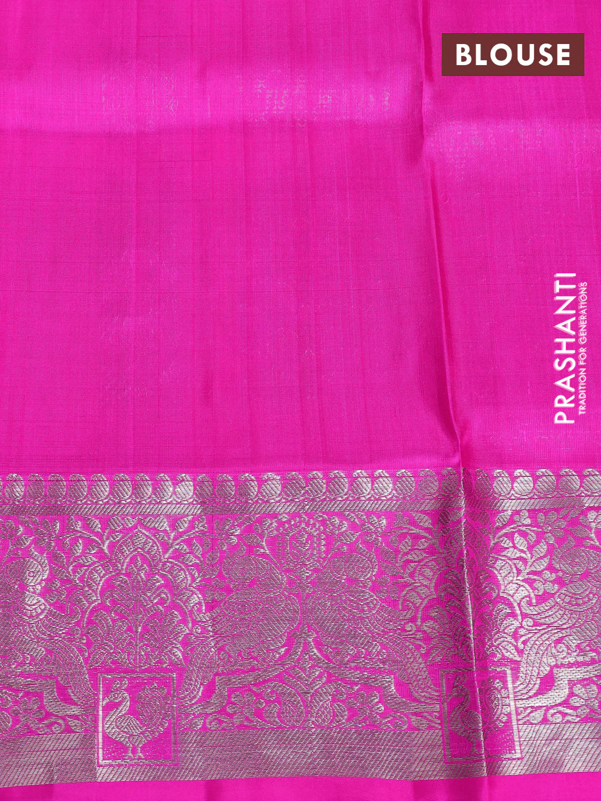 Venkatagiri silk saree dual shade of pinkish orange and pink with silver zari woven buttas and silver zari woven border - Image 4