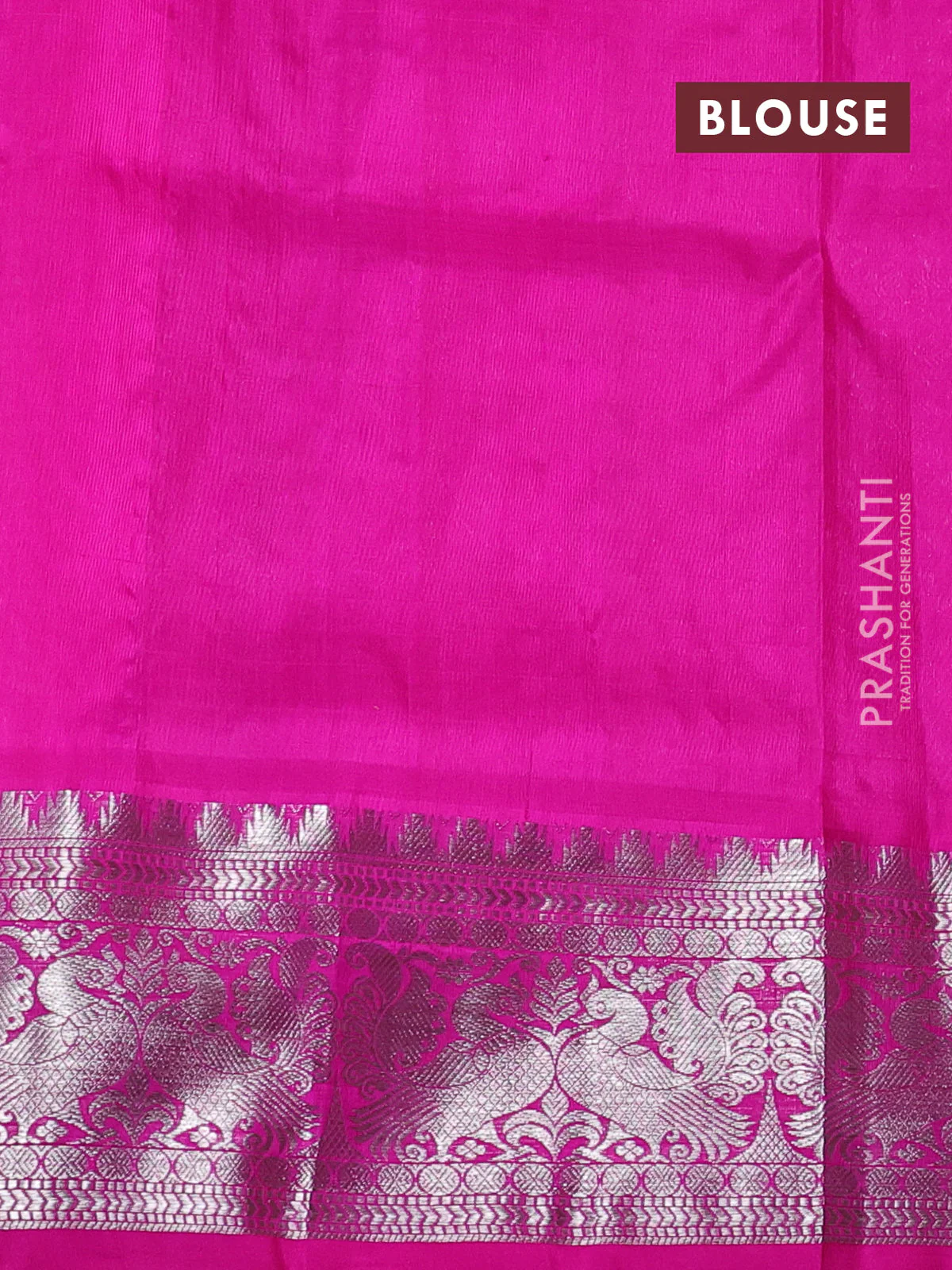 Venkatagiri silk saree dual shade of pinkish orange and pink with silver zari woven buttas and silver zari woven border - Image 4