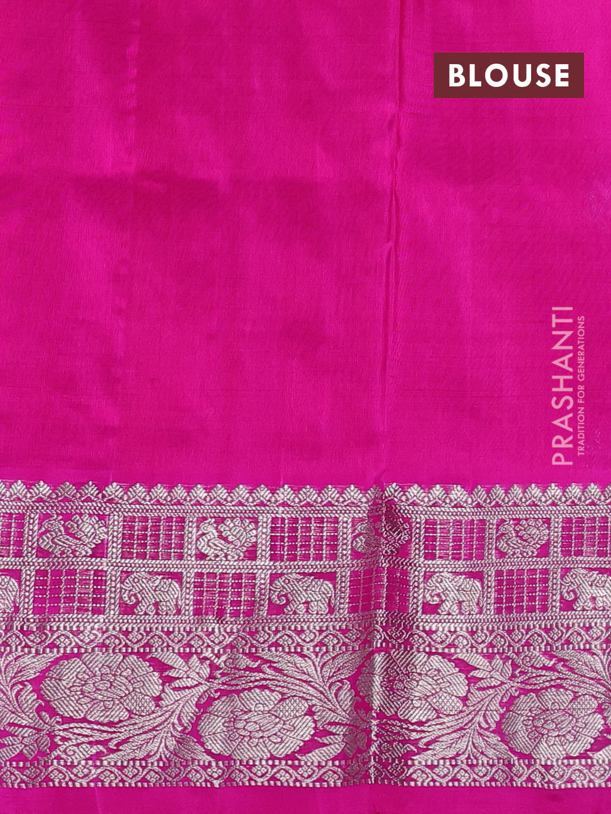 Venkatagiri silk saree dual shade of pinkish orange and pink with silver zari woven buttas and silver zari woven border - Image 4