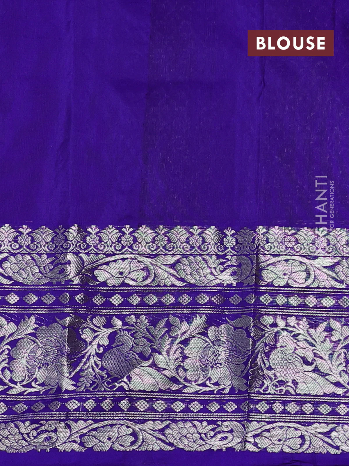 Venkatagiri silk saree dual shade of pinkish orange and purple with annam silver zari woven buttas and silver zari woven border - Image 4