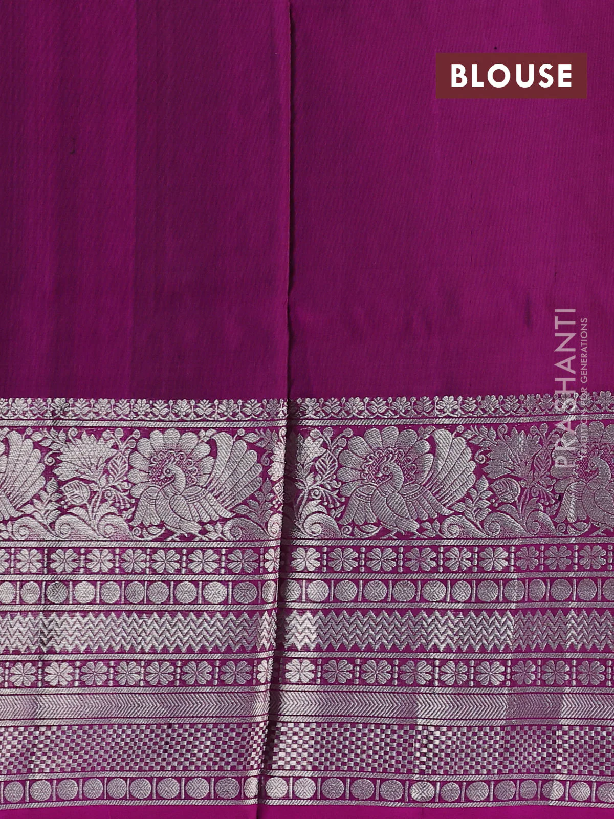 Venkatagiri silk saree green and purple with allover silver zari woven buttas and long silver zari woven border - Image 4