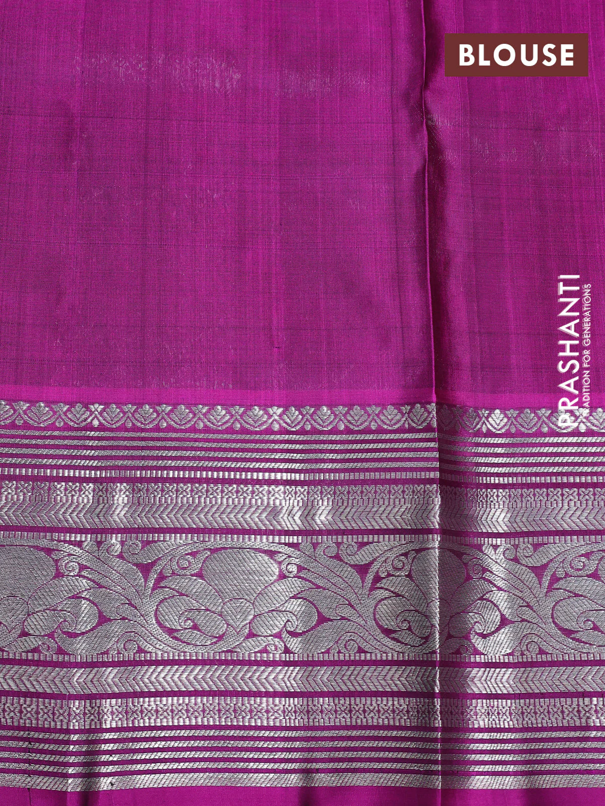 Venkatagiri silk saree green and purple with silver zari woven buttas and silver zari woven border - Image 4