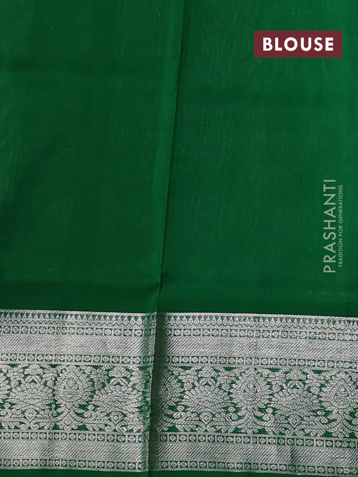 Venkatagiri silk saree green shade and green with silver zari woven buttas and silver zari woven border - Image 4