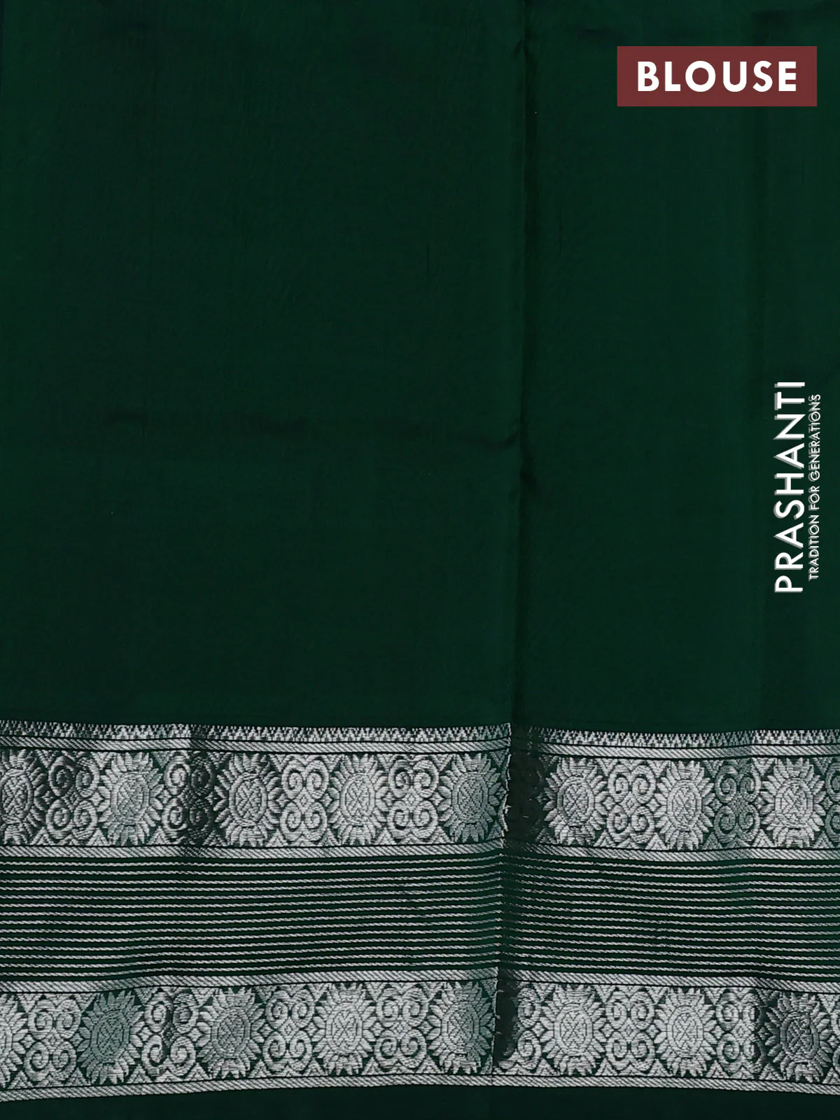 Venkatagiri silk saree green with allover silver zari woven buttas and long silver zari woven border - Image 4