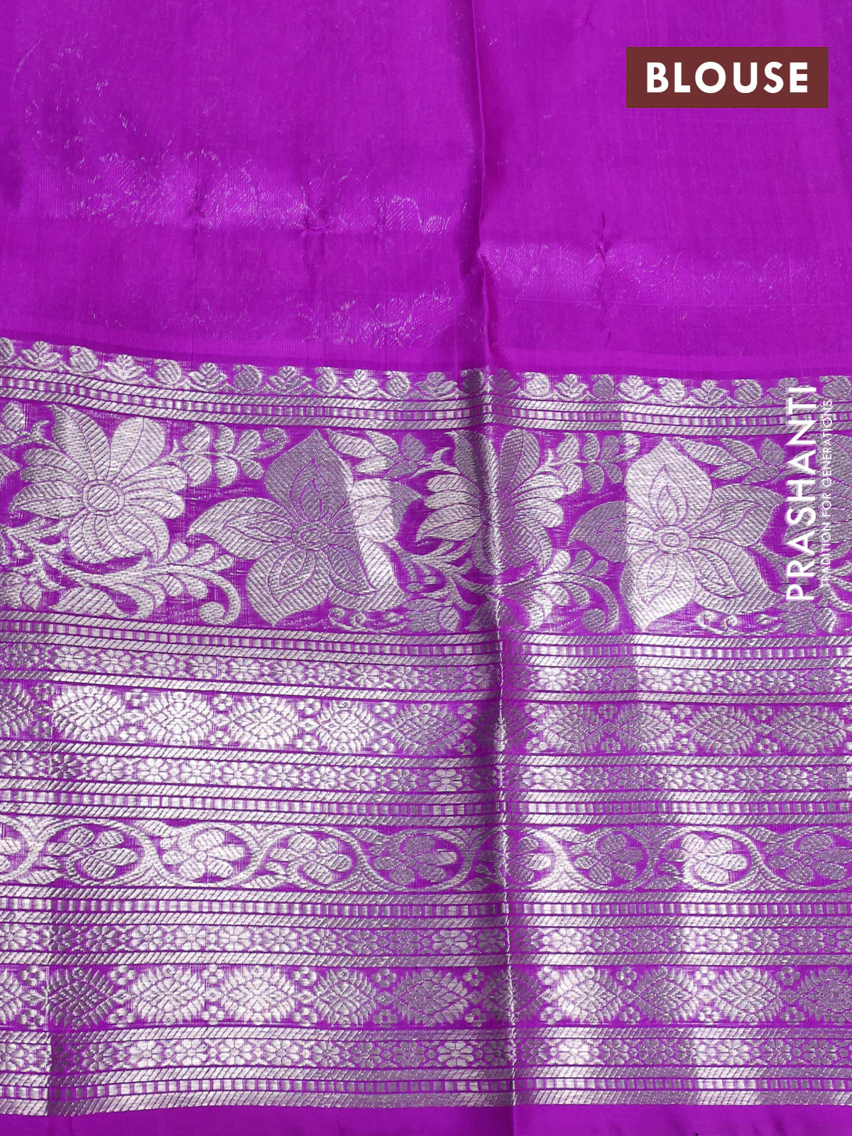 Venkatagiri silk saree lavender and purple with allover silver zari weaves and long silver zari woven border - Image 4