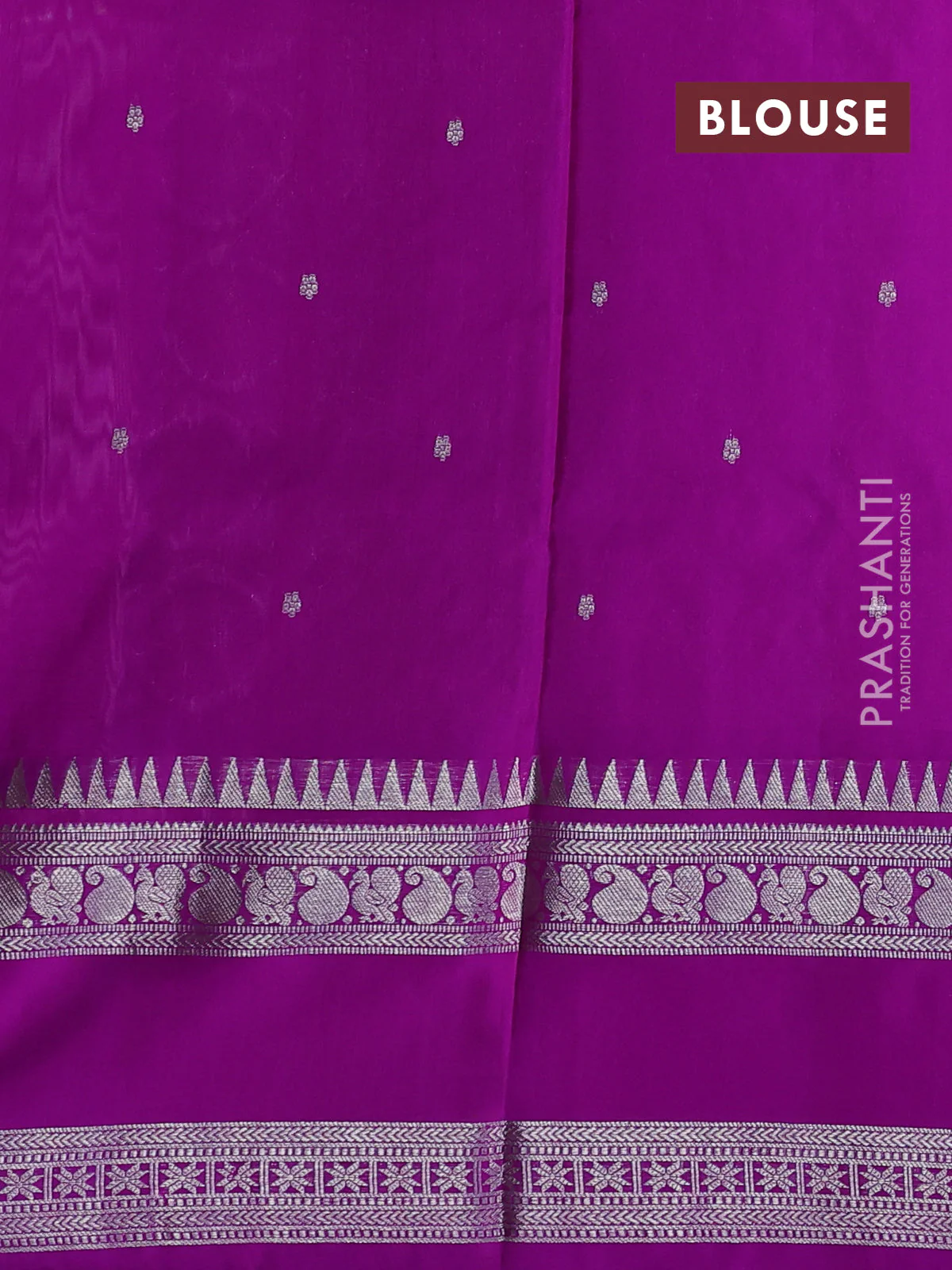 Venkatagiri silk saree lavender and purple with silver zari woven buttas and long rettapet zari woven border - Image 4