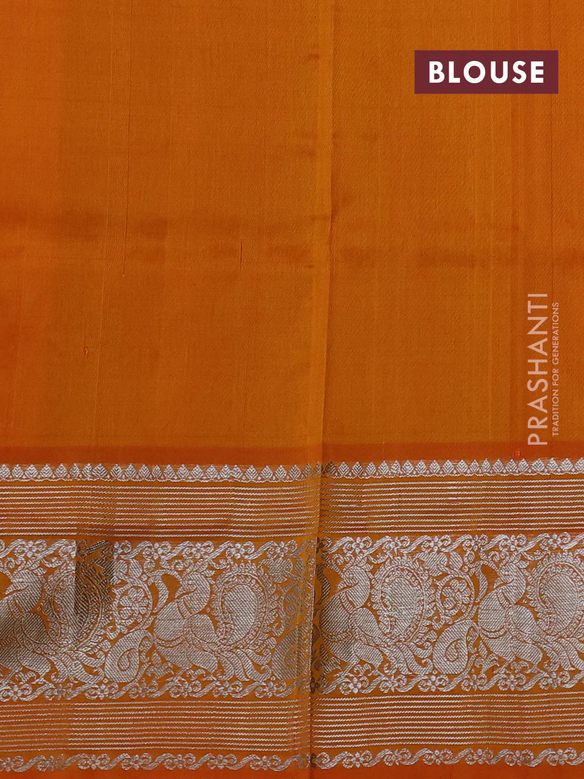 Venkatagiri silk saree mango yellow with allover silver zari woven buttas and long silver zari woven border - Image 4