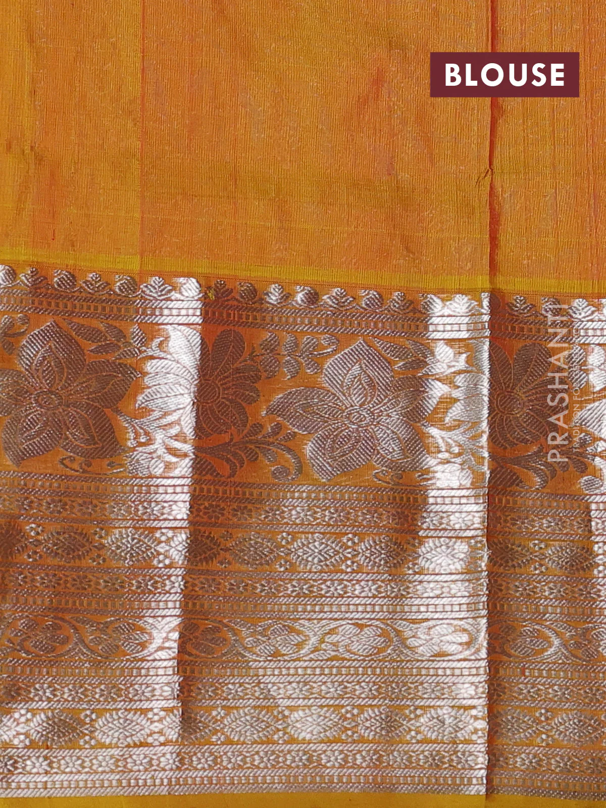 Venkatagiri silk saree maroon and mustard shade with allover silver zari weaves and long silver zari woven border - Image 4