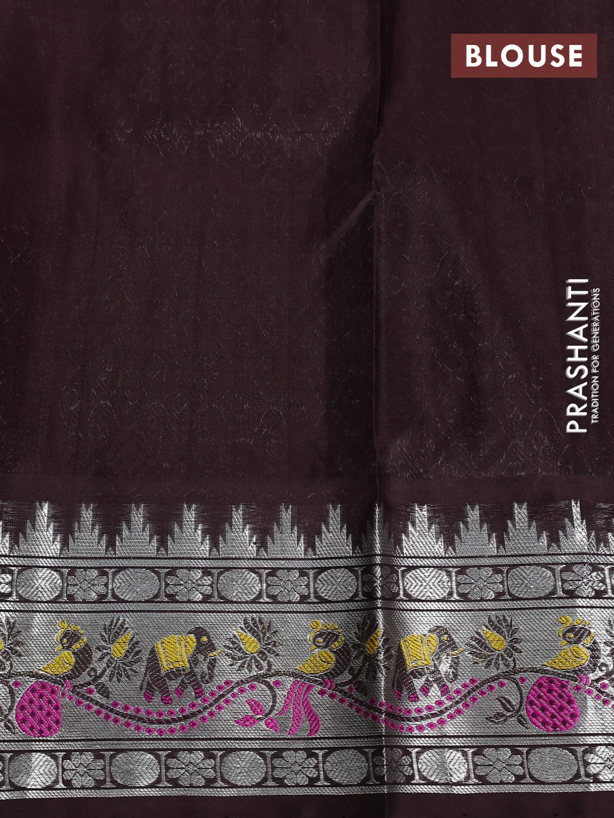 Venkatagiri silk saree pastel brown and coffee brown with allover silver zari weaves and silver zari woven border - Image 4