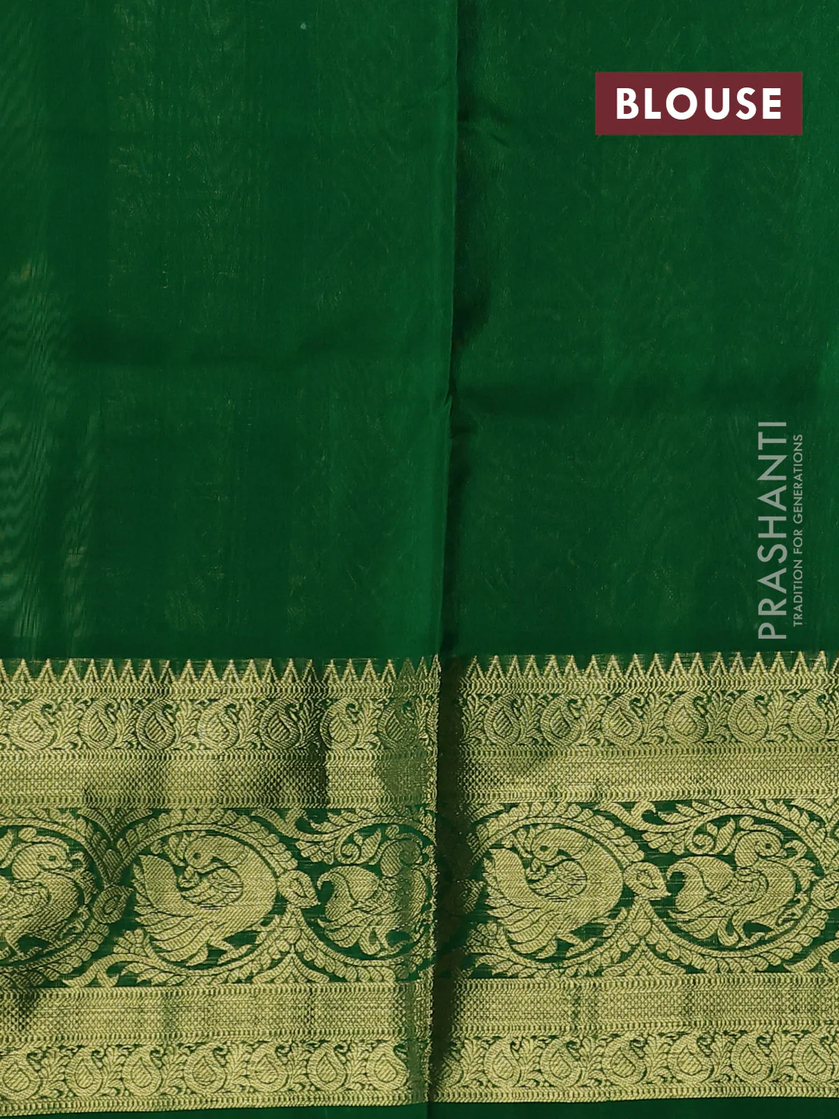 Venkatagiri silk saree pastel green and green with allover zari checks & buttas and long zari woven annam border - Image 4
