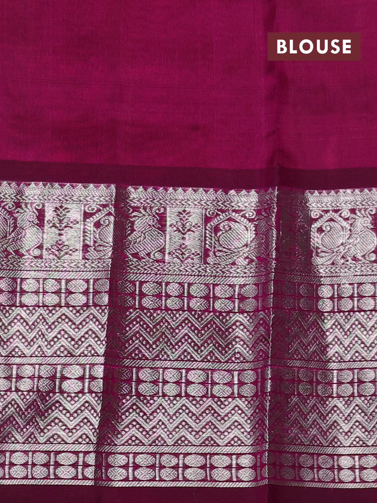 Venkatagiri silk saree pink and purple with allover silver zari weaves and long silver zari woven border - Image 4