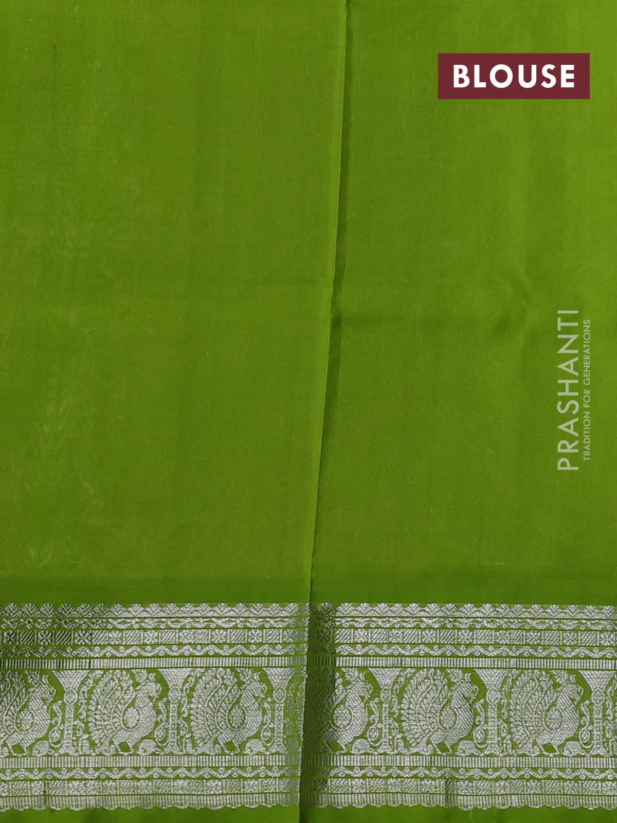 Venkatagiri silk saree pista green and light green with silver zari woven buttas and silver zari woven border - Image 4