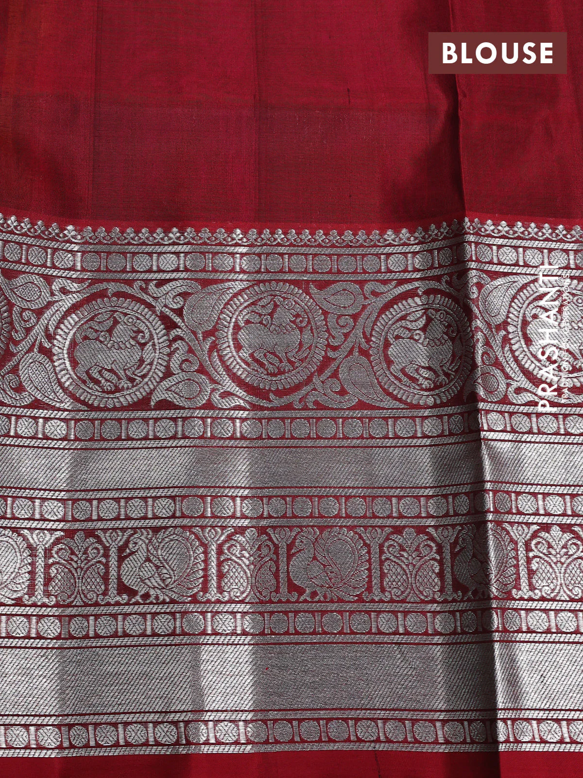 Venkatagiri silk saree purple and maroon with silver zari woven buttas and long silver zari woven border - Image 4
