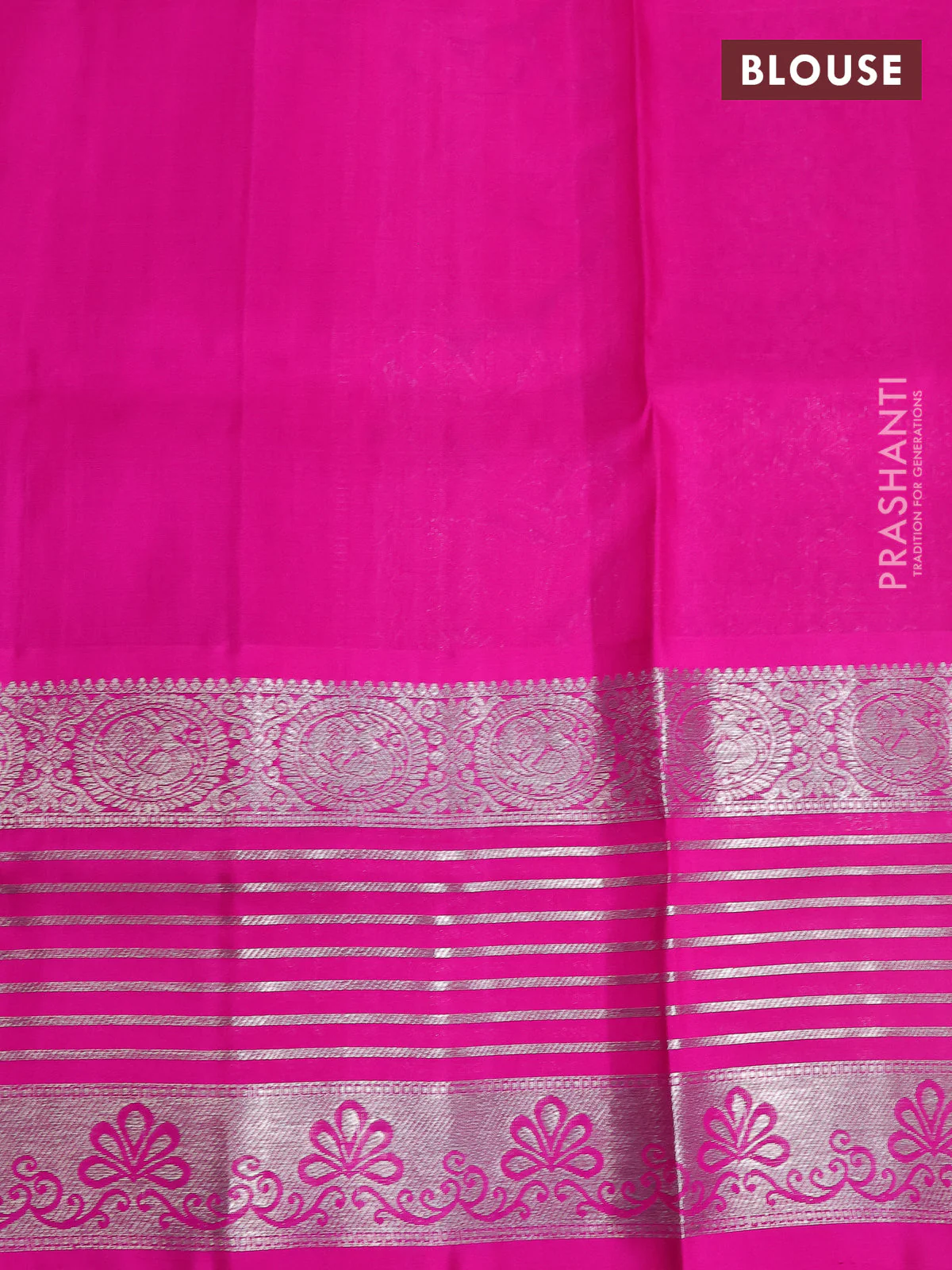 Venkatagiri silk saree purple and pink with allover silver zari checks & buttas and long silver zari woven border - Image 4