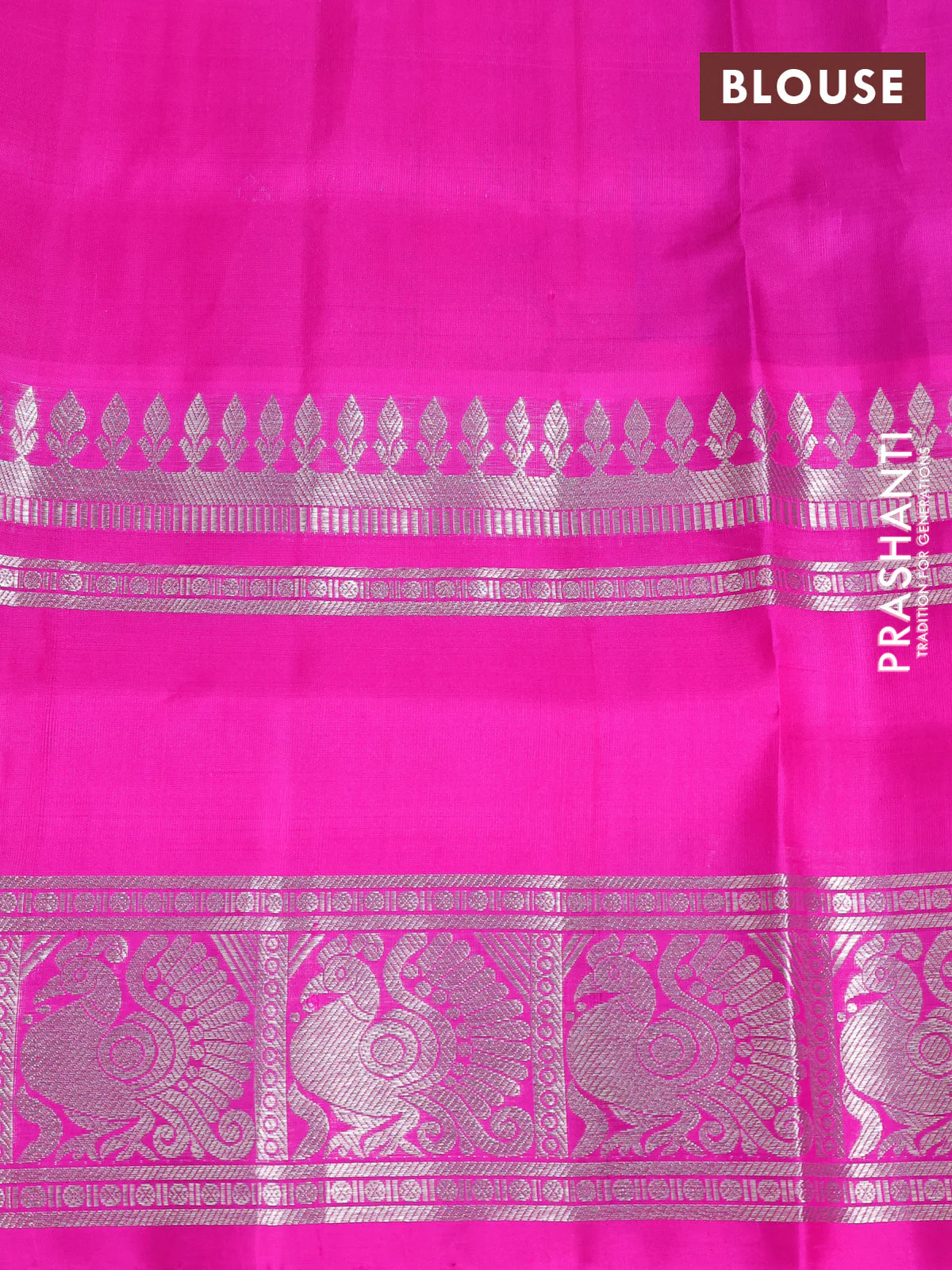 Venkatagiri silk saree purple and pink with silver zari woven buttas and long silver zari woven border - Image 4