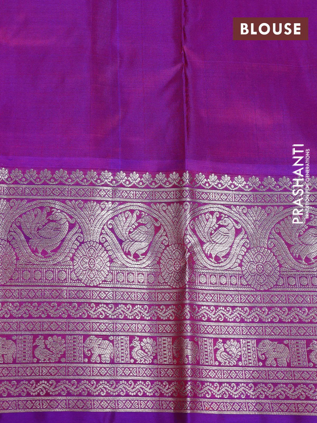 Venkatagiri silk saree red and dual shade of blue with silver zari woven buttas and silver zari woven border - Image 4