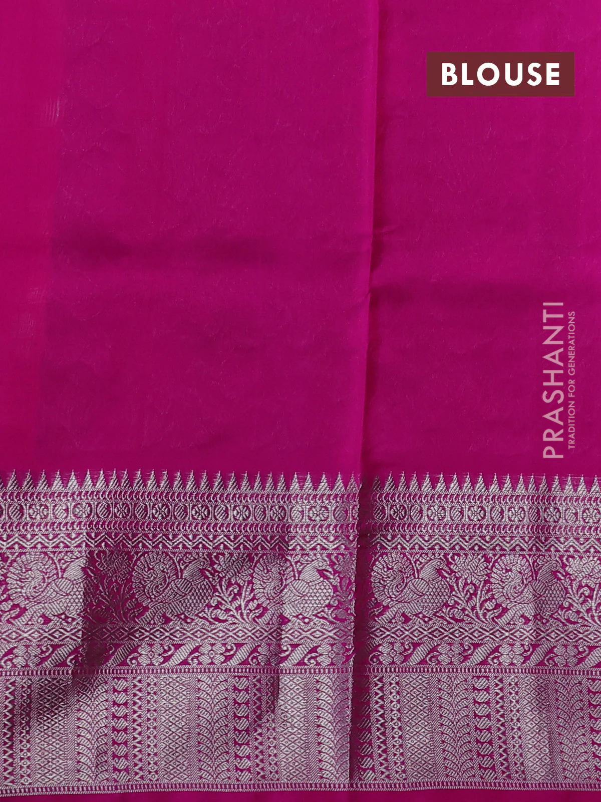 Venkatagiri silk saree red and pink with allover silver zari checks & annam buttas and long silver zari woven border - Image 4