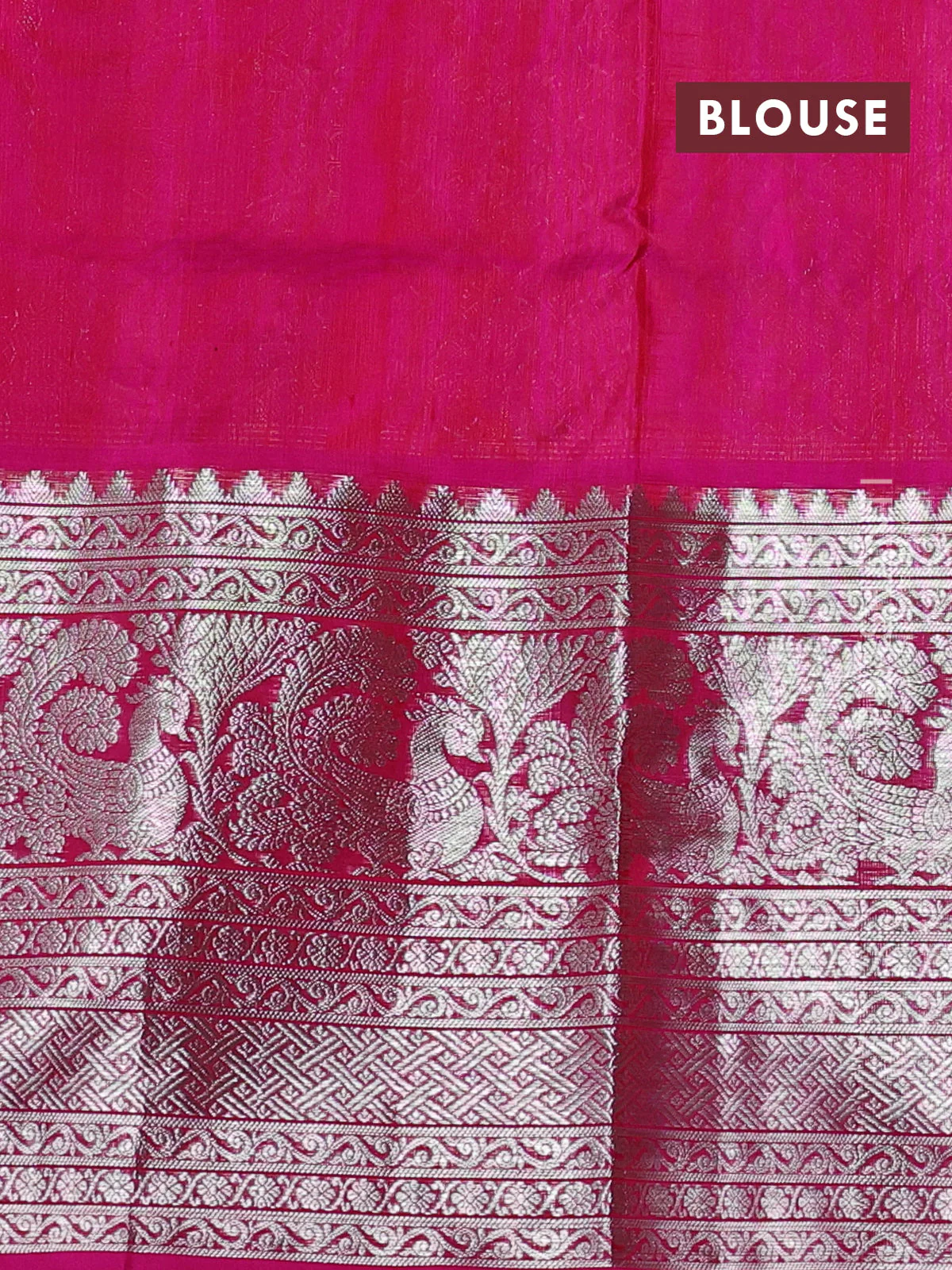 Venkatagiri silk saree red and pink with allover zari weaves & buttas and long silver zari woven border - Image 4
