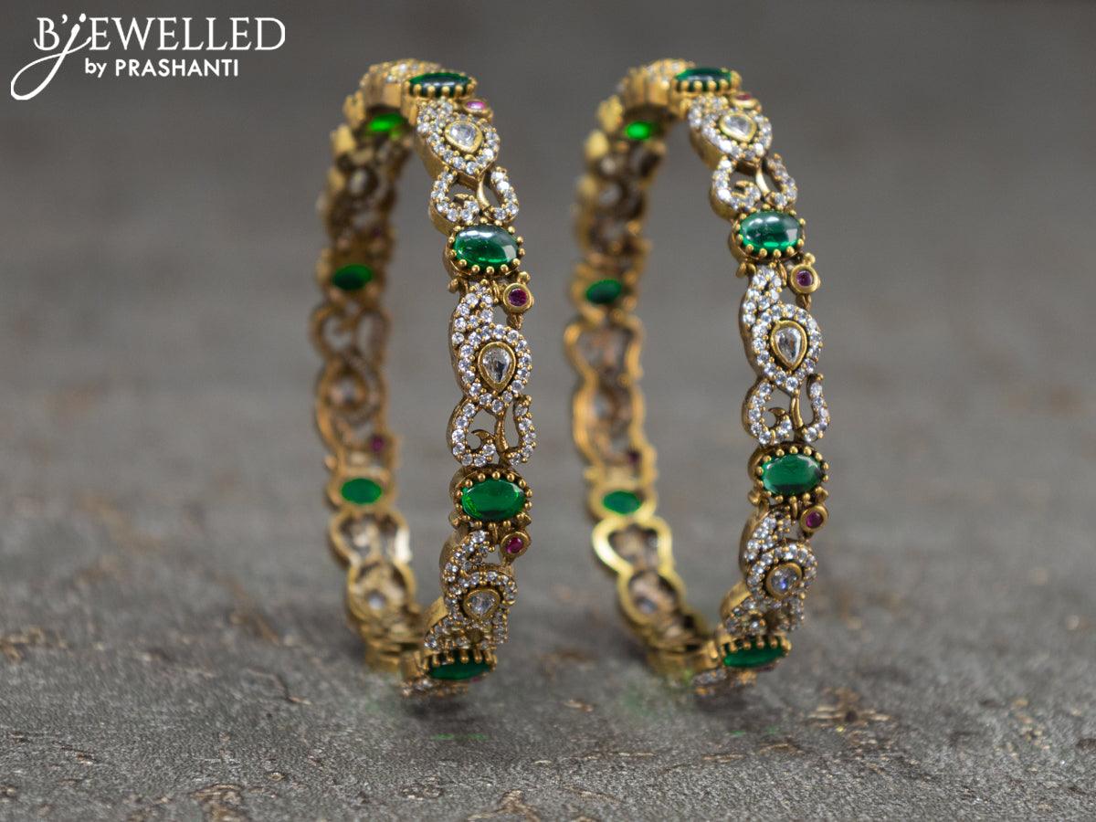 Victorian bangles peacock design with kemp and cz stones - Image 2