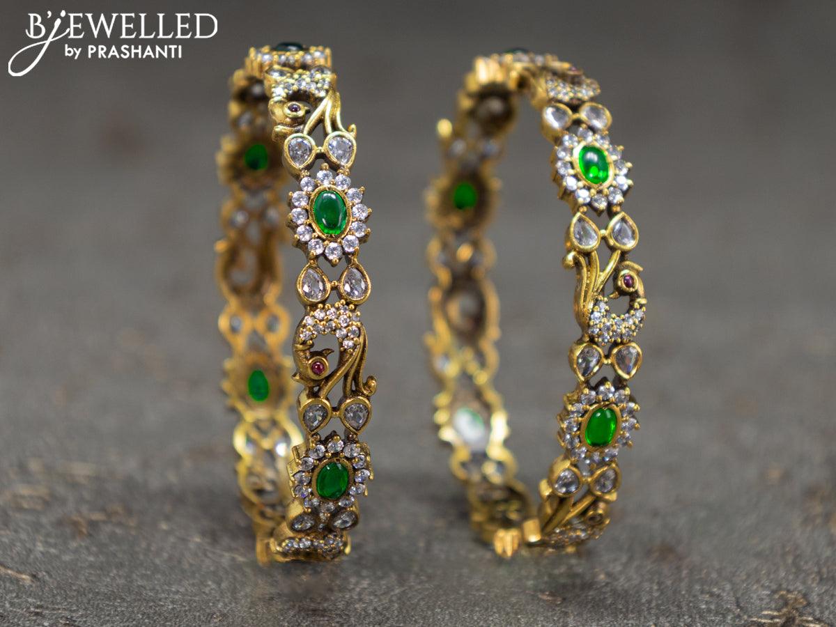 Victorian bangles peacock design with kemp and cz stones - Image 2