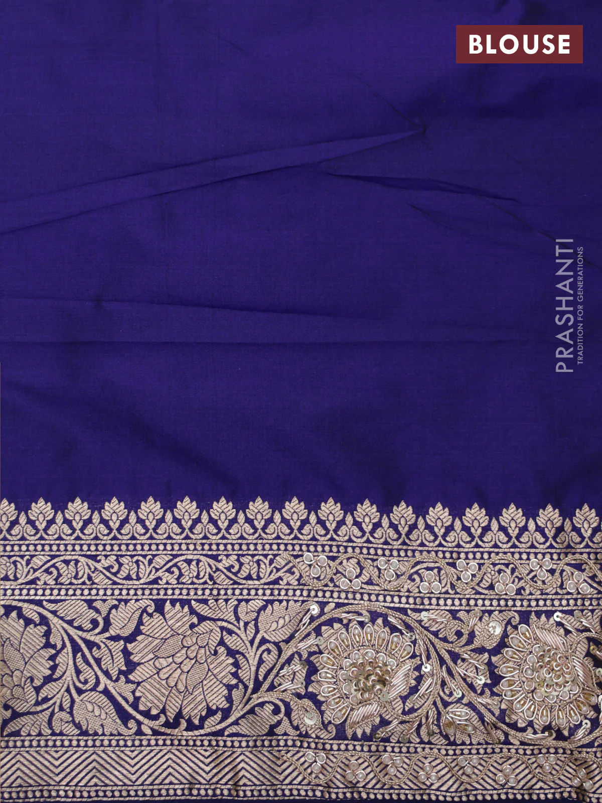 Violet Banarasi Uppada silk saree with allover zari weaves & embroidery border - Image 6