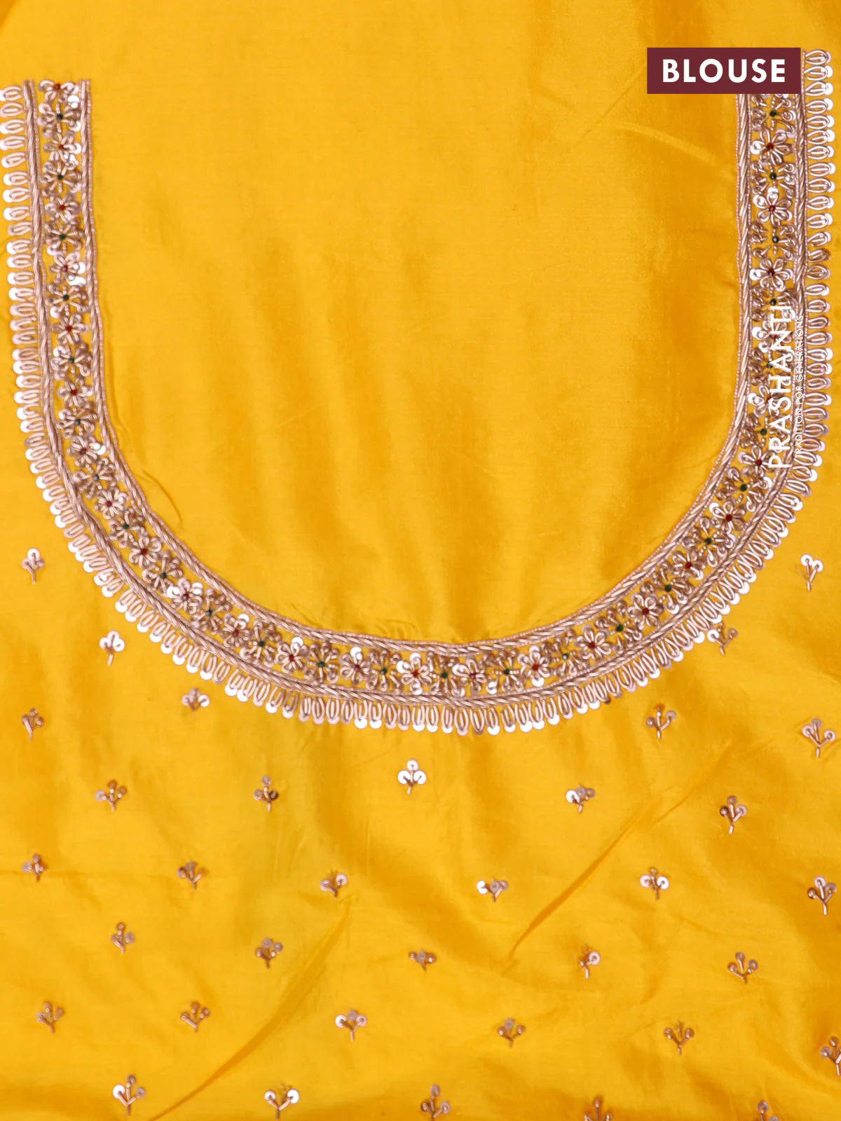 Yellow banarasi uppada silk saree with allover mina weaves & border embroidery - Image 7