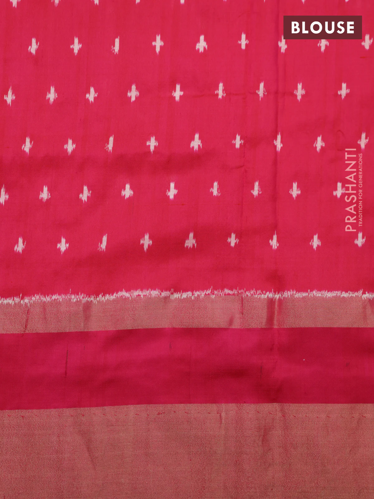 Yellow & Pink Pochampally Silk saree with Border Embroidery & Readymade Blouse - Image 10
