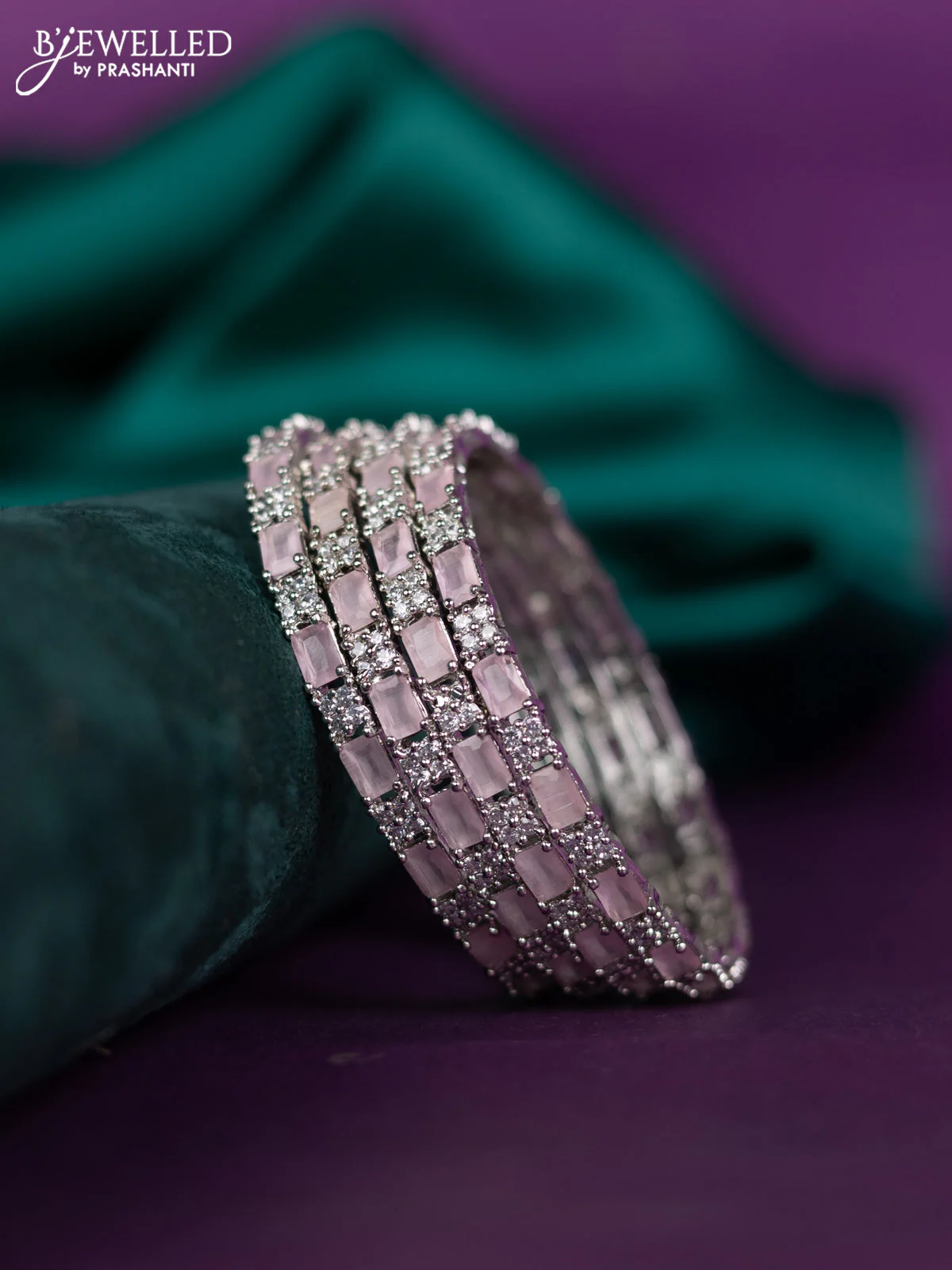 zircon bangle pastel pink with cz stones
