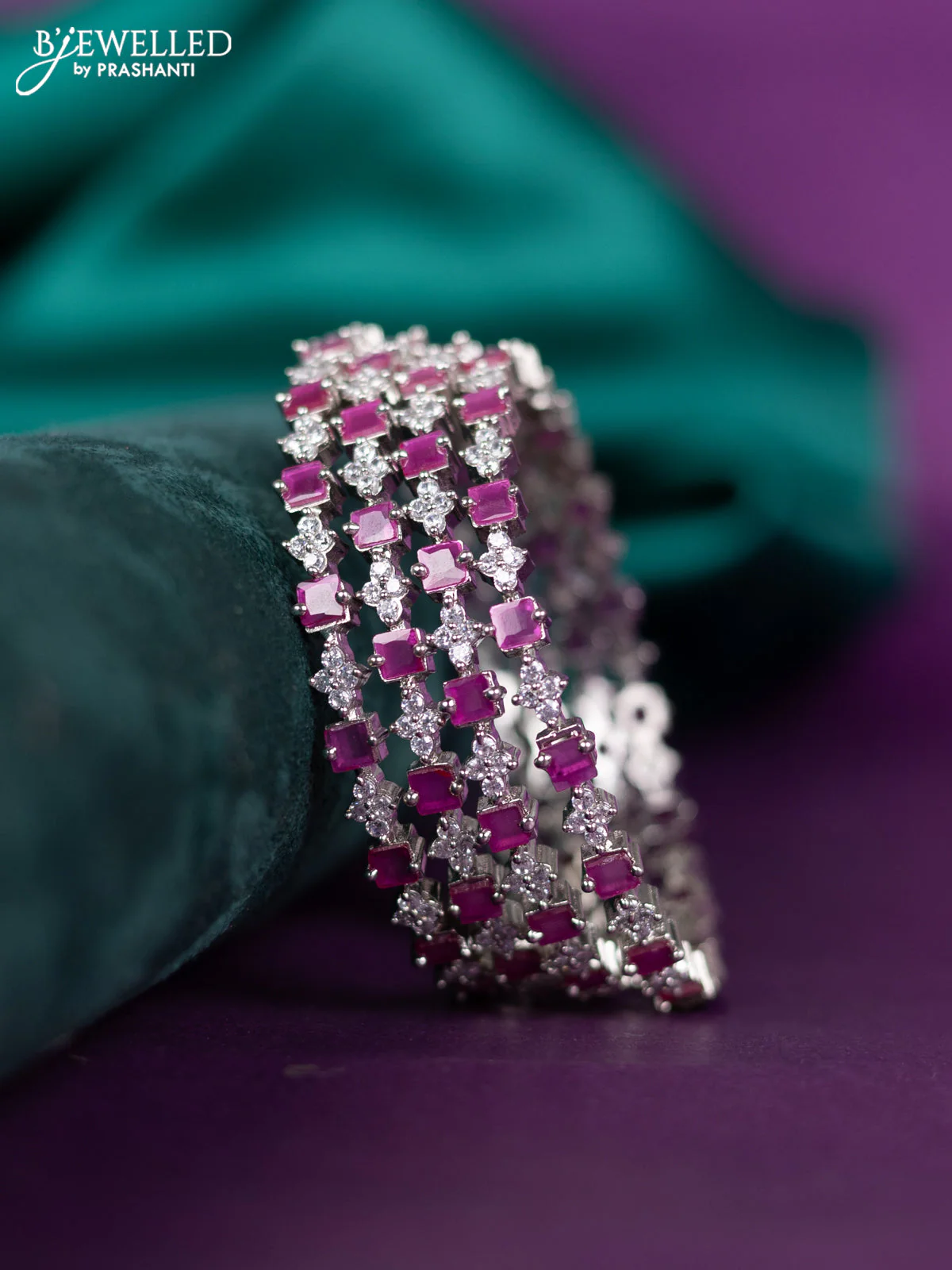 zircon bangle with ruby and cz stones