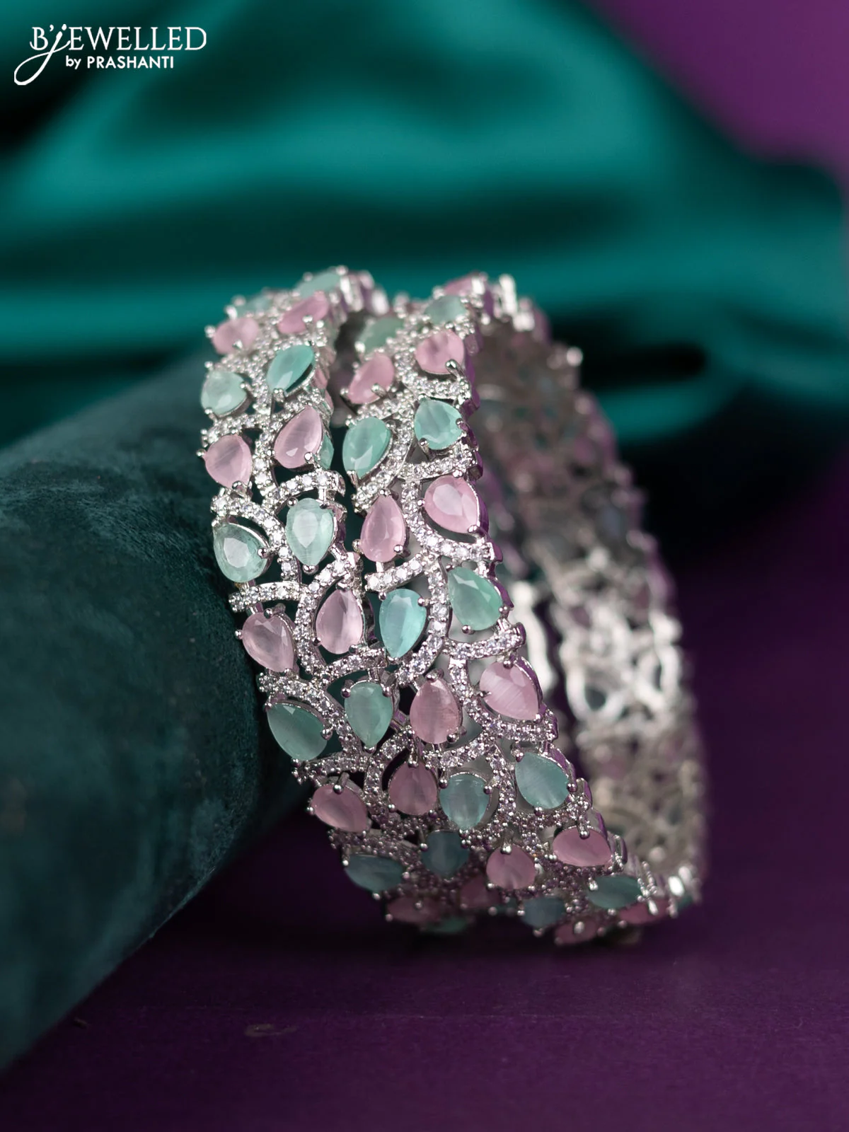 zircon bangle with multicolor and cz stones