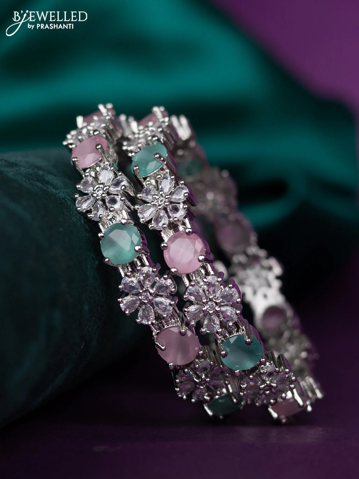 zircon bangle with multicolor and cz stones