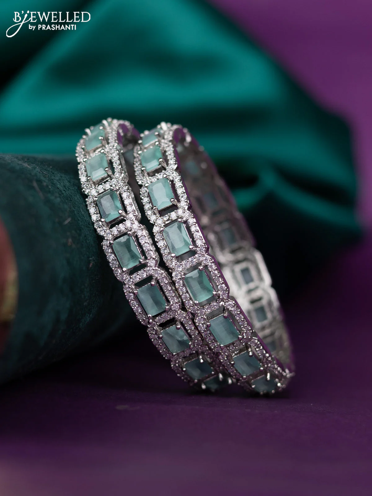 zircon bangle with pastel blue and cz stones