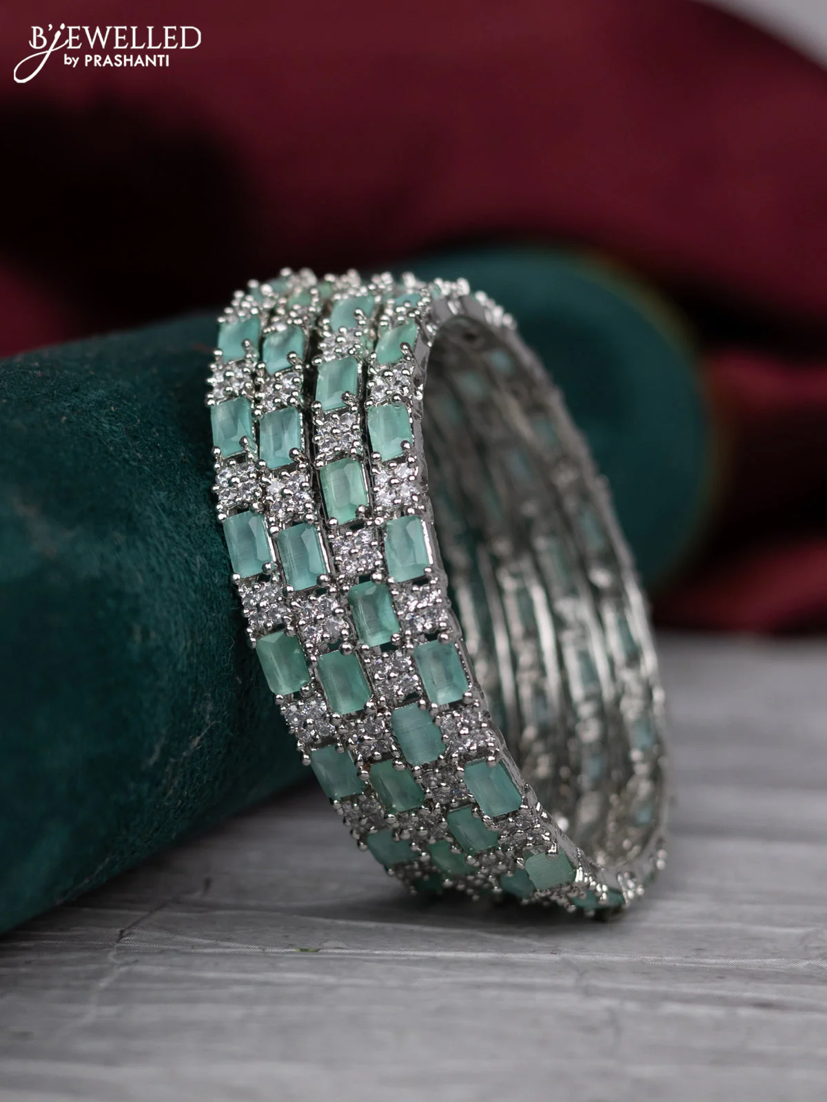 zircon bangle with pastel blue and cz stones